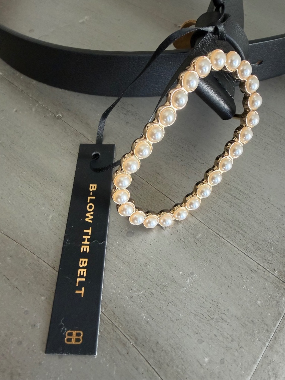 B-Low The Belt - NWT - Black Belt Size Small with Pearl Accent